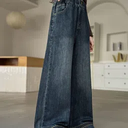 LULU & SKY Girls Wide Leg High-Rise Light Fade Stretchable Jeans image 3