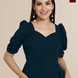 Mast & Harbour Women Pack Of 2 Puff Sleeve Peplum Top-picture-23