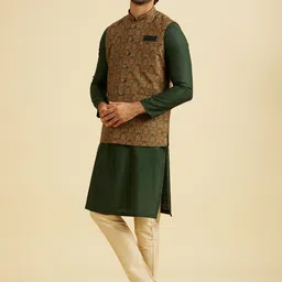Manyavar Men Printed Woven Nehru Jacket image 4