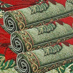 PRAKARTIK 4-Pcs Red & Green Cotton Floral Printed Rectangle Table Placemats image 5