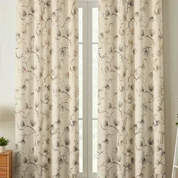 Kiara Creations Cream & Black 2 Pcs Printed Room Darkening Velvet Long Door Curtains-picture-31