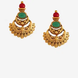 Kushal's Fashion Jewellery Gold-Plated Stone Studded Classic Antique Drop Earrings image 4
