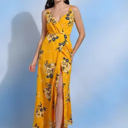 DODO & MOA Women Floral Print Crepe Wrap Dress-picture-10