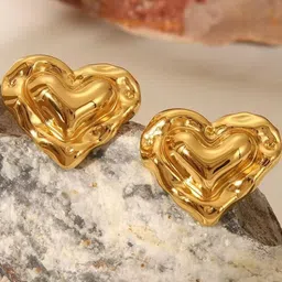 TANLOOMS Heart Shaped Gold-Plated Studs Earrings-image-0