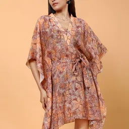 Tamiska By Narendra Kumar Floral Printed Batwing Sleeve Kaftan Top-image-95