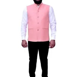 Men's Formal Nehru Waistcoat, Royal Blue, Button Front, Sleeveless image 1