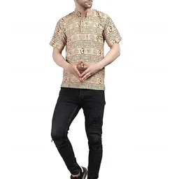 pk hub Om Printed Kurta for Mens and Boys, Kurta for Events, Cotton Half Sleeve Mahadev Mahakal Kurta t Shirt image 5