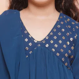 Aj DEZInES Girls Ethnic Motifs Yoke Design Empire Georgette Kurta with Sharara & Dupatta image 4