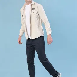 V-Mart Textured Spread Collar Chest Pocket Cotton Shirt image 2