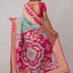 VARYAM Floral Woven Design Zari Banarasi Saree image 4
