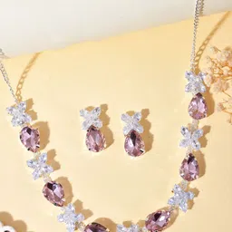 Anouk Silver-Plated Cubic Zirconia Stone Studded Jewellery Set-image-49