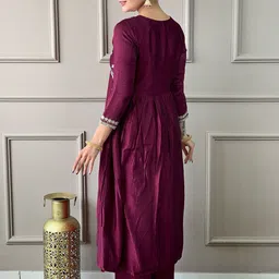 KALINI Floral Embroidered Regular A-Line Kurta with Trousers & Dupatta image 2