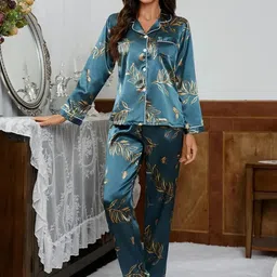 NIJANAND TEXTILE Floral Printed Shirt With Pyjamas-picture-29