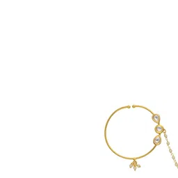 CURIO COTTAGE Gold-Plated Artificial Stones Studded And Beaded Chained Nosepin image 3