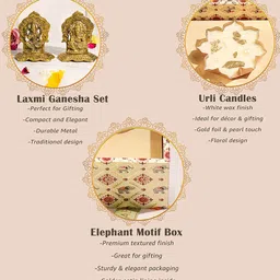 Art Street Laxmi Ganesh Idol and Laxmi Charan with Urli Diya Set Diwali Gift Hampers Box image 4