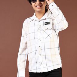 V-Mart Boys Windowpane Checks Opaque Checked Casual Shirt-picture-2