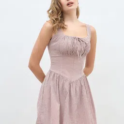 Styli Checked A-Line Mini Dress image 4