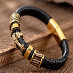 PIXFLIK Men Leather Wraparound Bracelet-picture-12
