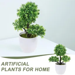 Dekorly Green Plastic Artificial Flowers & Plants With Pot image 5