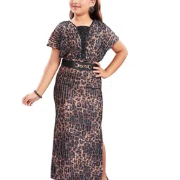 Lei-Chie Animal Print Flared Sleeve Velvet Maxi Dress-picture-20