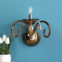 Palermo Gold Crystal Candle Wall Light by Stello image 2