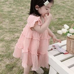 LULU & SKY Girls Flutter Sleeves Ruffles Tiered A-Line Dress-picture-45