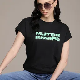 The Roadster Life Co. Typography Printed Drop-Shoulder Sleeves Boxy T-shirt image 1