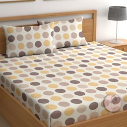 CHHAVI INDIA Beige & Yellow Abstract Microfiber 210 TC King Bedsheet Set-2.75 m X 2.75 m-picture-19
