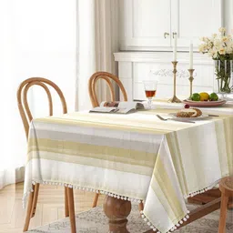 CASABLEU Lavender & White Striped 6-Seater Rectangle Table Cover-picture-36