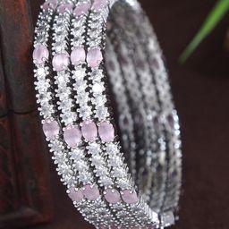 Anouk Set Of 4 Silver-Plated American Diamond Studded Bangles-picture-32