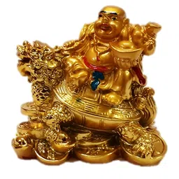 Afterstitch Gold-Toned Laughing Buddha Vastu Fengshui Figurine Showpiece-image-98
