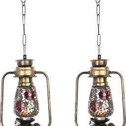 SOMIL Gold-Toned & Red 2 Pcs Textured Traditional Ceiling Lamps-picture-31