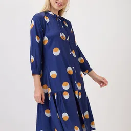 Amarasha Polka Dot Print Keyhole Neck Crepe Fit & Flare Dress image 3