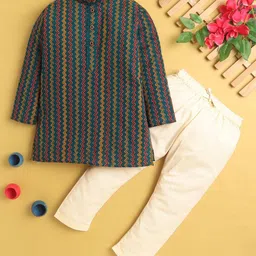 Sangria Boys Printed Mandarin Collar Straight Kurta & Trousers Sets-picture-40