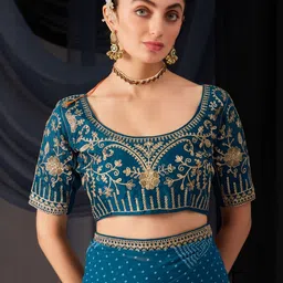 Prettyage Geometric Printed Embroidered Heavy Work Banarasi Saree With Blouse Piece image 4