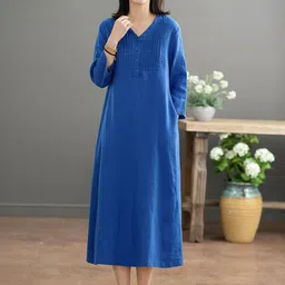 HERE&NOW Women V-Neck A-Line Midi Dress-picture-34