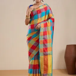 Vervee Couture Women Checked Saree-image-12