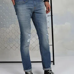 HIGHLANDER Men Slim Fit Mildly Distressed Heavy Fade Stretchable Jeans image 5