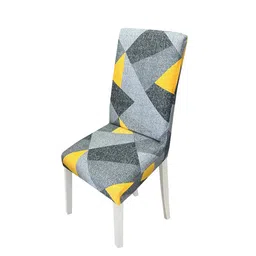 HOUSE OF QUIRK Yellow & Grey ColourBlocked Microfiber Comfortable Chair Cover image 2