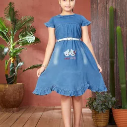 BAESD Girls Printed A-Line Dress with A Belt-picture-31