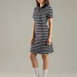 Tommy Hilfiger Women Striped Polo Collar T-shirt Dress image 3