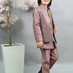 ahhaaaa Boys Sequin Embroidered Sherwani Set image 4