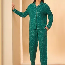 Sweet Dreams Women Animal Printed Lapel Collar Night suit-image-95