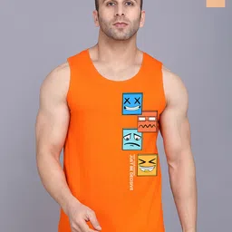 SLOWLORIS Pack Of 2 Printed Gym Vests SL26 COMBO (LOUD RUST) (JUST ORANGE)-picture-11