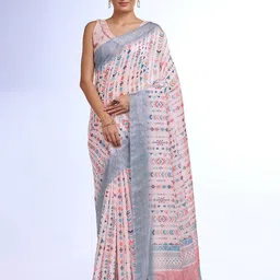 Ishin  printed geometric design saree with blouse piece-image-49