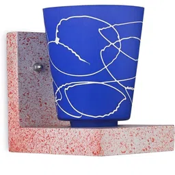 1ST TIME Blue & Blue Colourblocked Wood Contemporary Cylinder Shaped Wall Lamp-image-89