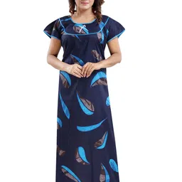 NIGHTY KING Printed Abstract Round Neck Short Sleeve Maxi Nightdress-picture-32