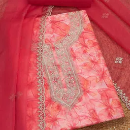 Soch Printed Organza Unstitched Dress Material image 1