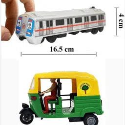 viaan world Combo pack Centy ( METRO & AUTO ) Pull Back Toy image 3