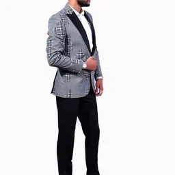 Yaqoot Printed Slim Fit Single Breasted Tuxedo Blazer image 4